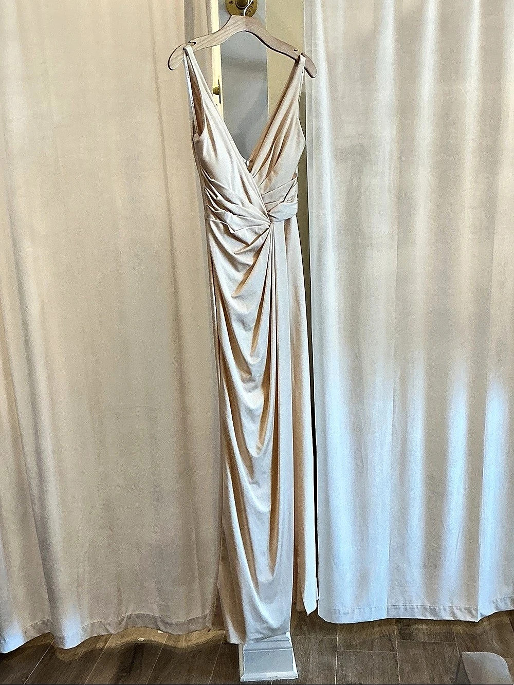 Draped Maxi Dress in White Like New
